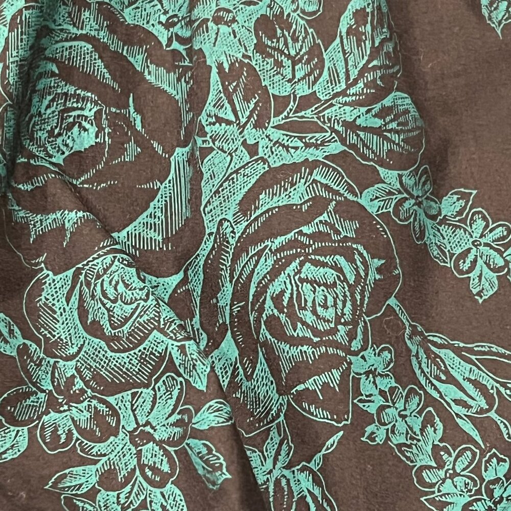 Carol Bennett for Liberty House Vtg Prairie Maxi Dress, Floral Black Green, S/M - Picture 5 of 10